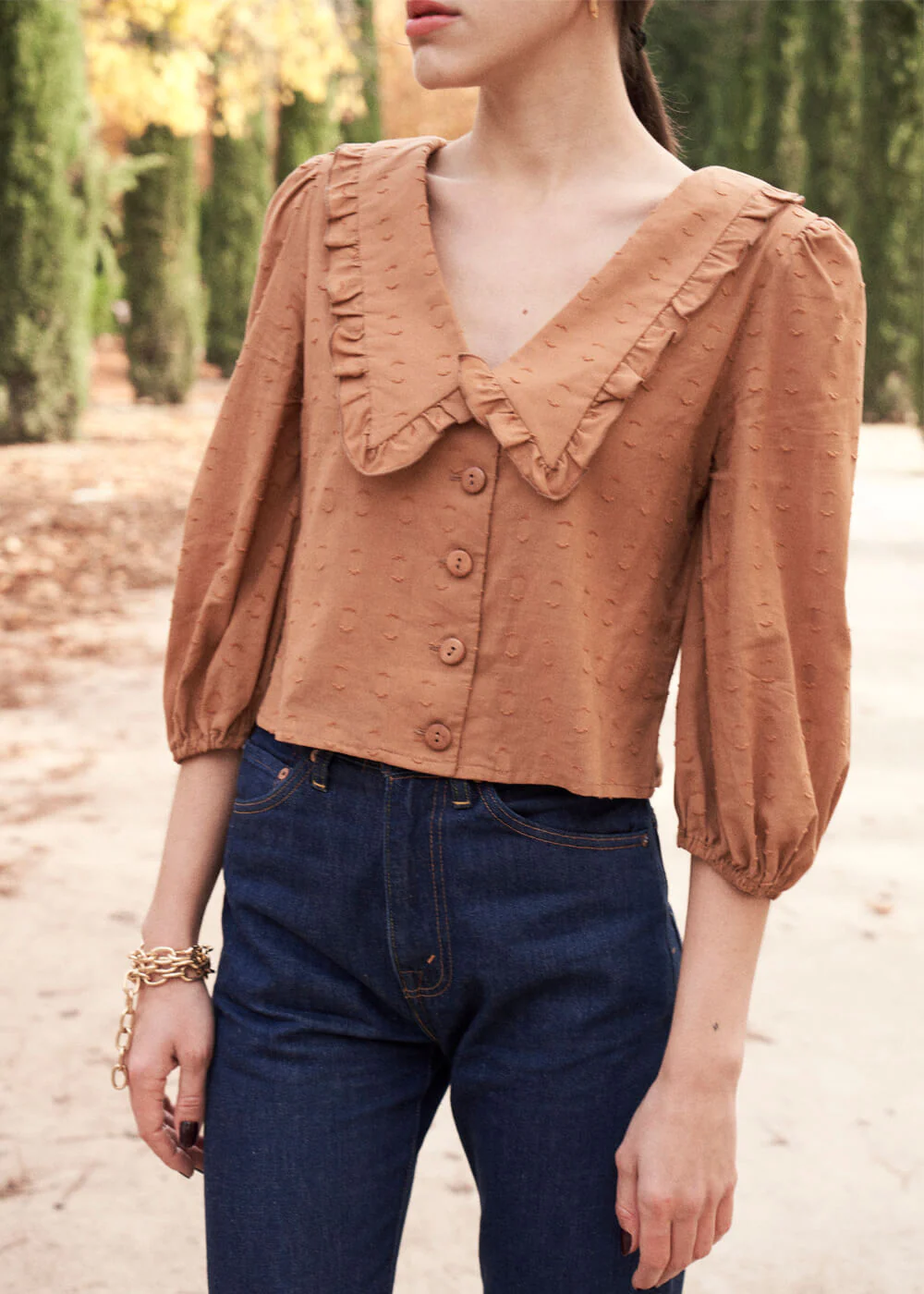 Blusa Collar marrón - Imagen 3
