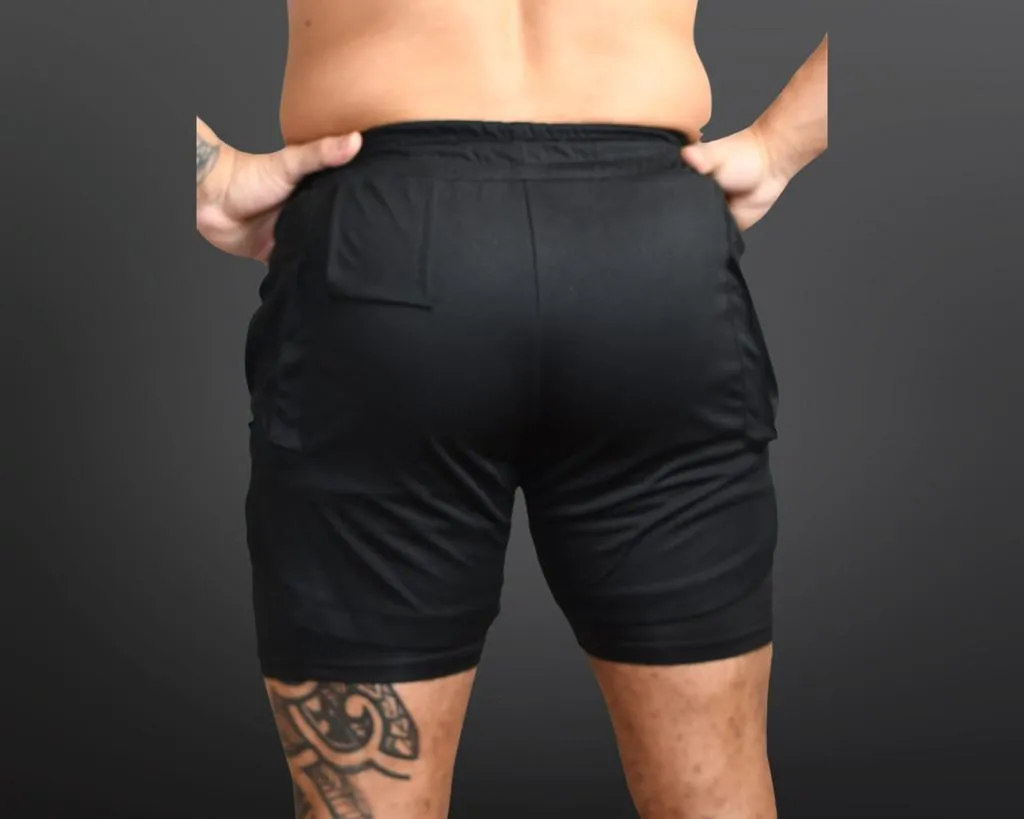Men 2 In 1 Shorts Inner Compression Polyester for running and Gym With Pockets both side - Imagen 7